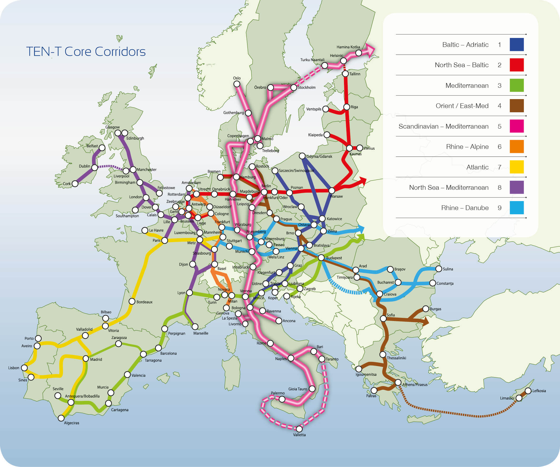 Карта транспорта туда. Транспортная сеть Европы. Трансъевропейская транспортная сеть (ten-t). Карта транспортных путей Европы. Трансъевропейские транспортные магистрали.